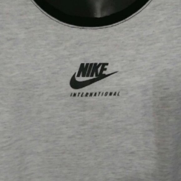 Nike International tank top - size Small.  Light gray, black trim, side splits - Picture 2 of 4